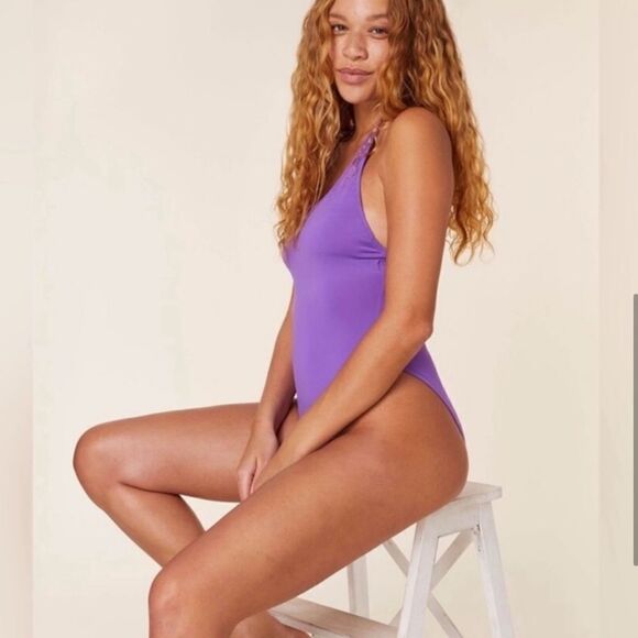 Andie Marina One Piece Swimsuit Violet Purple FLAWS - Picture 6 of 9